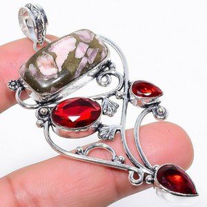 Copper Rhodocrosite, Garnet Gemstone Pendant